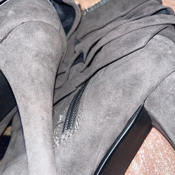 Taupe Colored Suede-like High Heel Booties - Picture 7 of 14